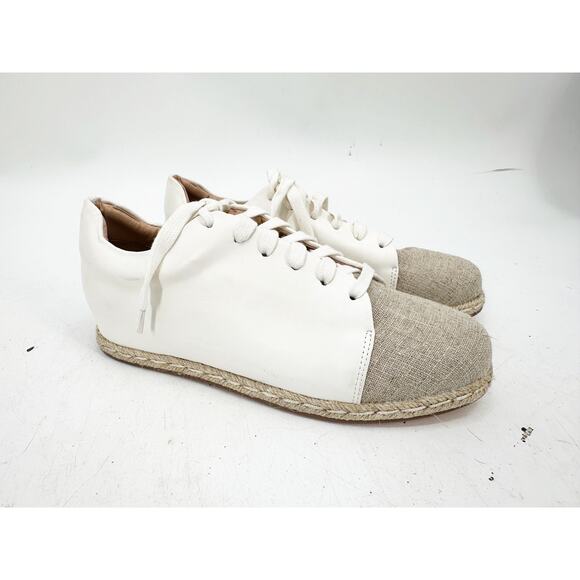 Matt & Nat Maia White Vegan Faux Leather Lace Up Espadrille Sneakers Size 9 - Picture 2 of 5